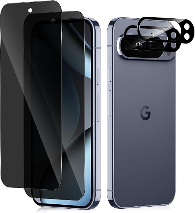 Privacy Screen Protector for Google Pixel 10 Lens Protector | [2+2] 9H Hardness Tempered Glass Protective Film + Camera Lens Protector [Full Coverage] [Anti-Spy] [Scratch-Resistant]