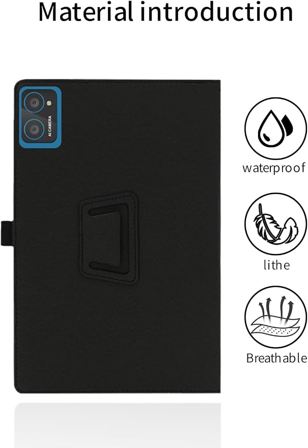 for AWOW UTBook_14 Android 10 inch Tablet CaseFolding Stand Protective Cover with Pencil Holder and Wrist StrapFull Protection Premium PU Scratch Resistant(Black)