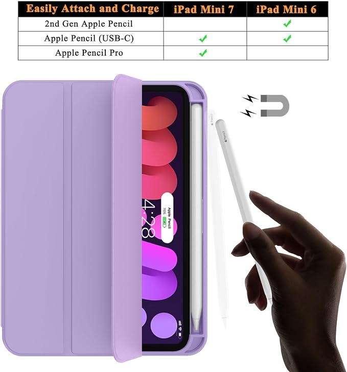Soke Case for iPad mini (A17 Pro) 7th/ 6th Generation (Book Wine) | Built-in Apple Pencil Slot fit iPad Mini 2024 and 2021 8.3 inch Auto Sleep/Wake
