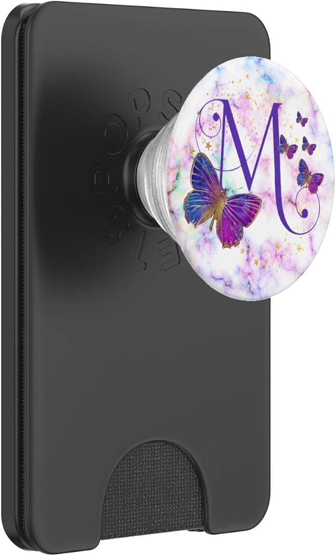 Purple Butterfly Letter M Initial Personalized Monogram PopSockets Adhesive PopGrip