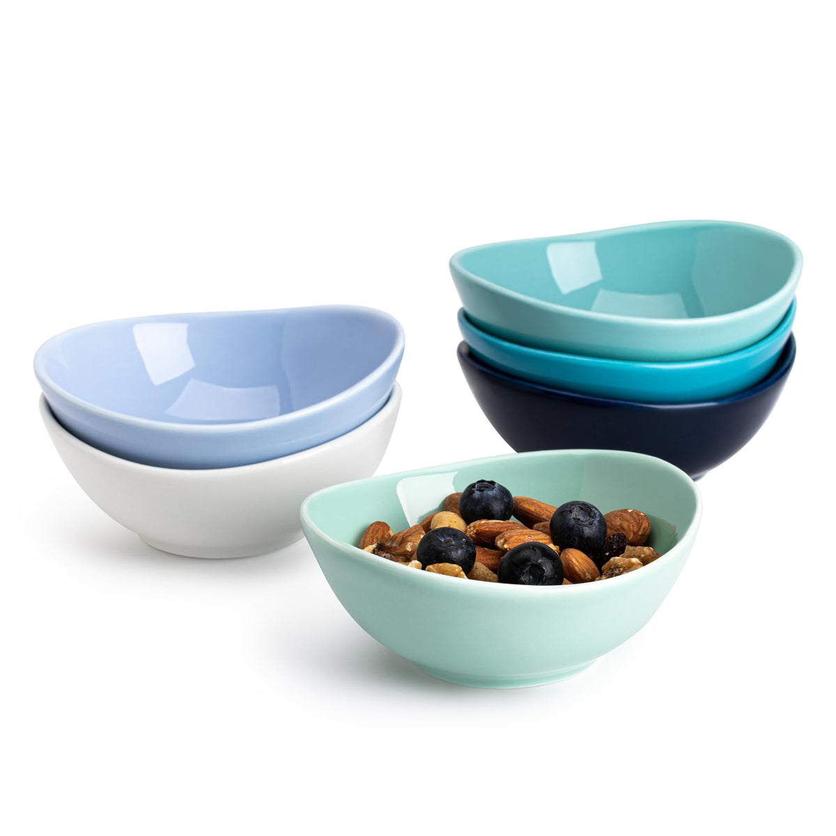 Sweese 4 oz Very Small White Porcelain Bowls - Set of 6 Dipping, Sauce, Salsa & Snack Bowls, Mini Ceramic Bowls for Condiments & Charcuterie