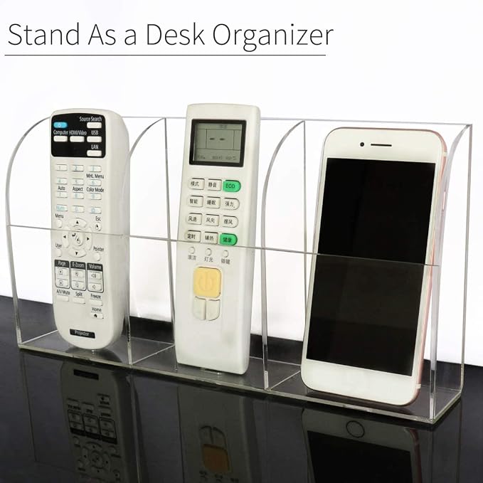 Clear Wall Tablet Holder Acrylic Wall Mounted Phone Holder for iPad Remote Control Holder Laptop Stand for eReader Storage Caddy with Charging Holes for Kindle iPhone