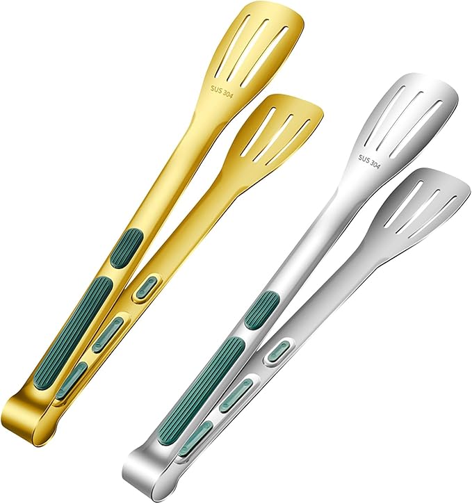 HomeEssentials1208 304 Stainless Steel Kitchen Tongs, 11.2 Inch Heat-Resistant Cooking Tongs with Non-Slip Silicone Grip, Locking & Hanging Design for Grilling, BBQ, Frying & Serving.
