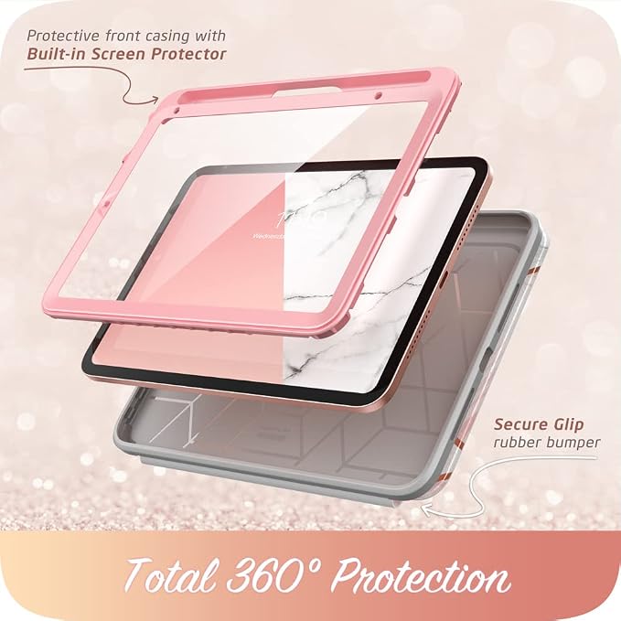 i-Blason for iPad mini 7 Case iPad mini 6 Case 8.3 inch Marble | Built-in Screen Protector Auto Sleep/Wake Pencil Holder Trifold Stand Full-Body Protection