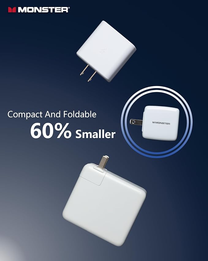 Monster USB C Charger 25W Super Fast Charger with USB C Cable Wall Charger with Foldable Plug for iPhone 15/15 Plus/15 Pro/15 Pro Max Samsung Galaxy iPad Pro Pixel