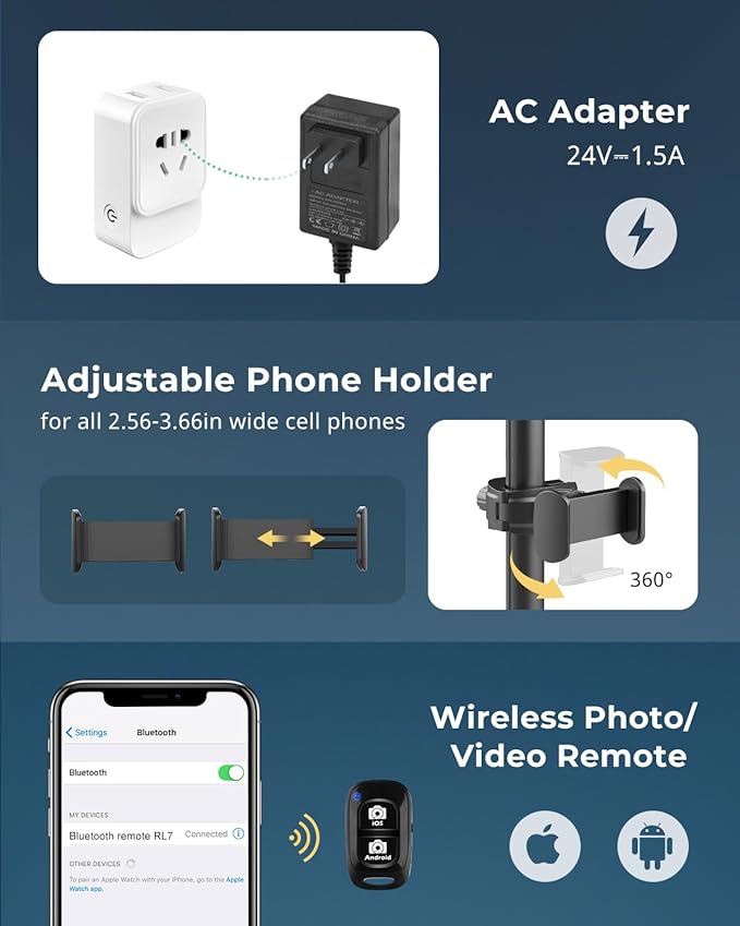 Aureday 12” Selfie Ring Light with Stand, Overall 79” Tall Ringlight Stands with Remotes and Phone Holder, Professional Floor Stand Light Ring for Video Recording/Live Stream/TikTok/Photography/Barber