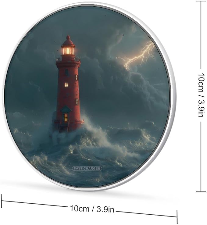 Lighthouse Wave Wireless Charger SlimWireless Charging Pad Anti-Slip Charger Mat for Men Women