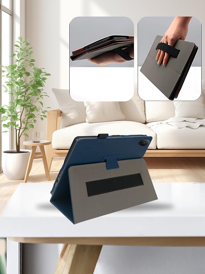 Case for TCL TAB 8 Gen 2 8.7 inchFolding Stand ProtectiveBOVUGAC Case Cover with Pencil HolderWrist StrapFull ProtectionPremium PUScratch Resistant(Black)