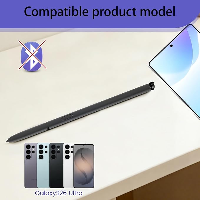 Galaxy S26 Ultra Pen Replacement4096 PressureBlack | 4096 pressuretilt controlpalm rejectionshortcut buttoneraser functionsmooth writingNo Bluetooth