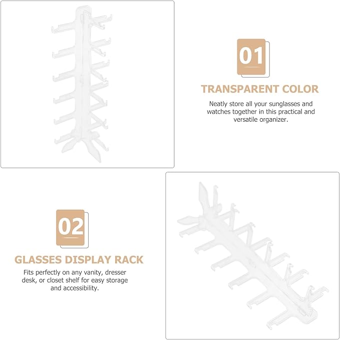 GARVALON Multi-Tier Glasses Display Stand 6-Layer Sunglasses Organizer Rack Plastic Eyewear Holder for Home Storage and Eyeglass Display