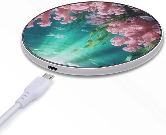 Pink Teal Wireless Charger with Aluminum Alloy Frame Qi Certified Fast Wireless Charging Pad 10W Charging Station Portable Phone Charger for All Wireless Charging Phone