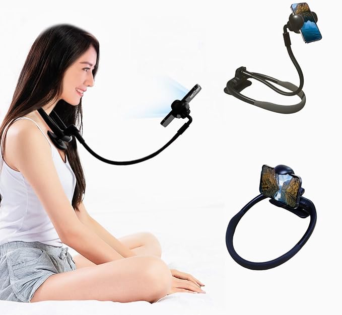 Neck Phone HolderFlexible Gooseneck Hand Free Cell Phone Stand | 360° Rotation Adjustable Phone Holder for Bed Universal Multi-Functional Phone Stand for 4.7''-6.7'' Phone