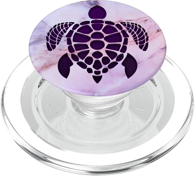 Purple Turtle Phone Grip on Pink Blue Gray Look PopSockets Adhesive PopGrip