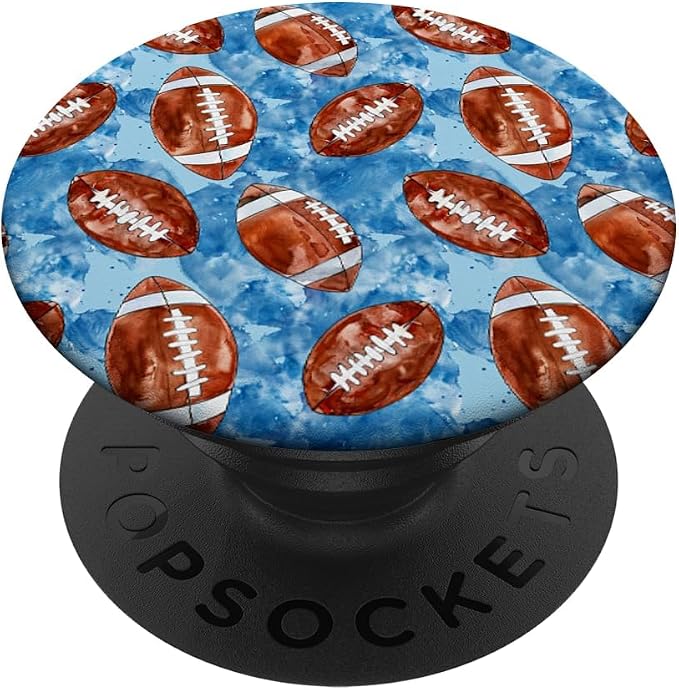 Blue Brown American Football Watercolor Sports Pattern PopSockets Adhesive PopGrip