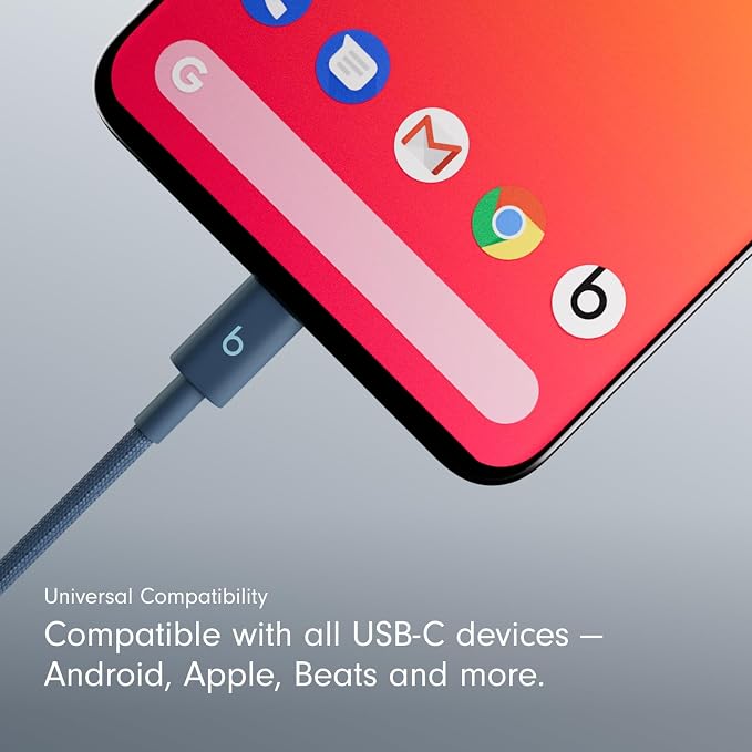 Beats 240W USB-C to USB-C Braided Cable Fast Charging Durable/Tangle Free Compatible with Apple and Android Devices (3 m/10 ft) – Bolt Black