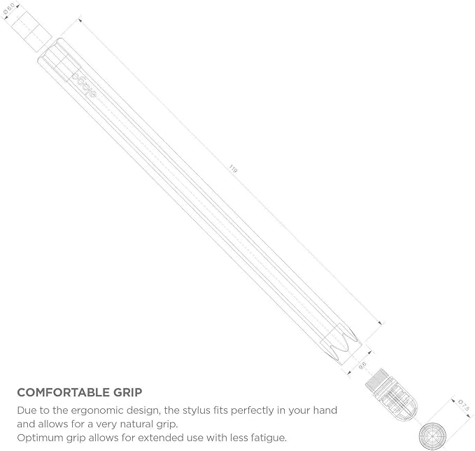 elago Premium Aluminum Hexa Stylus Pens for All Touch Screen Tablets | Soft Touch Pen-Point Precise Touch and Control Extra Rubber Tip Included Ergonomic Grip Comfortable Grip (Black)