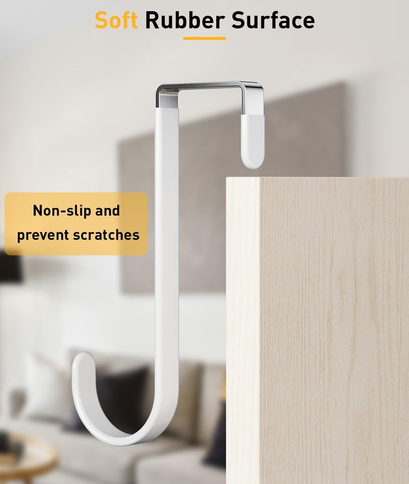 Optish 8 Pack Over The Door Hooks, Door Hanger Hook, Towel Hooks for Hanging, Towel Hanger for Bathroom, Fit 1 3/8" Door White, Dorm Room Essentials