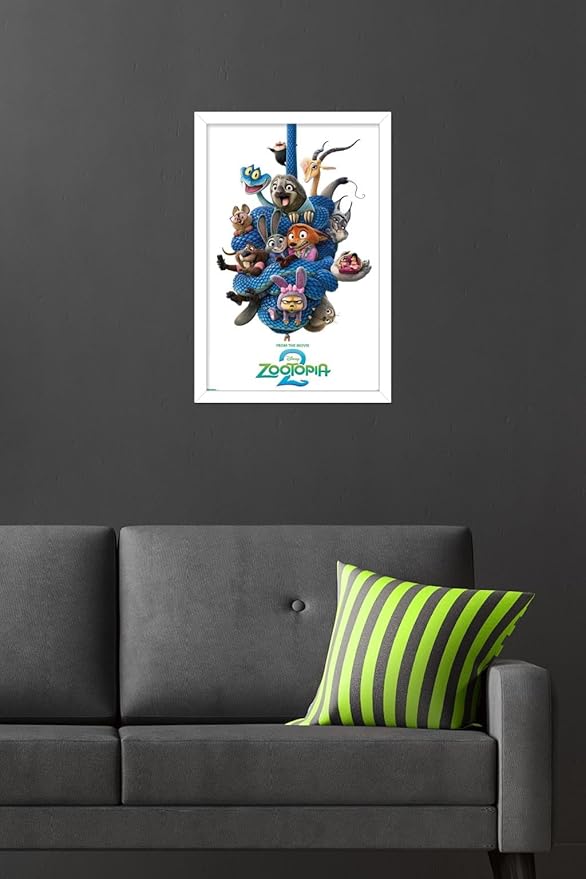 Disney Zootopia 2 (2025) - Group One Sheet Wall Poster, 22.4L" x 14.7W", White Framed Version