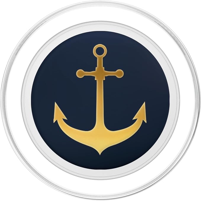 Golden Anchor nautical design On Dark Navy Blue PopSockets Adhesive PopGrip