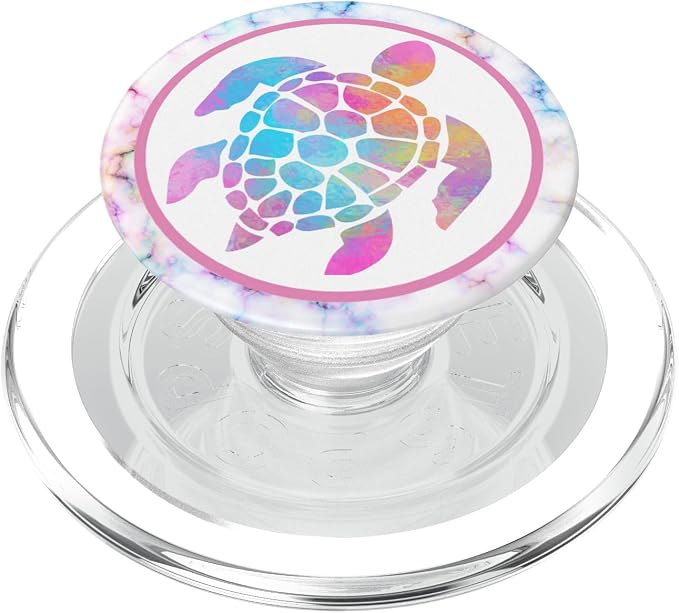 Kimique Rainbow Watercolor Turtle PopSockets Adhesive PopGrip for Smartphones with Smooth Hard Plastic Cases - Black Multicolor