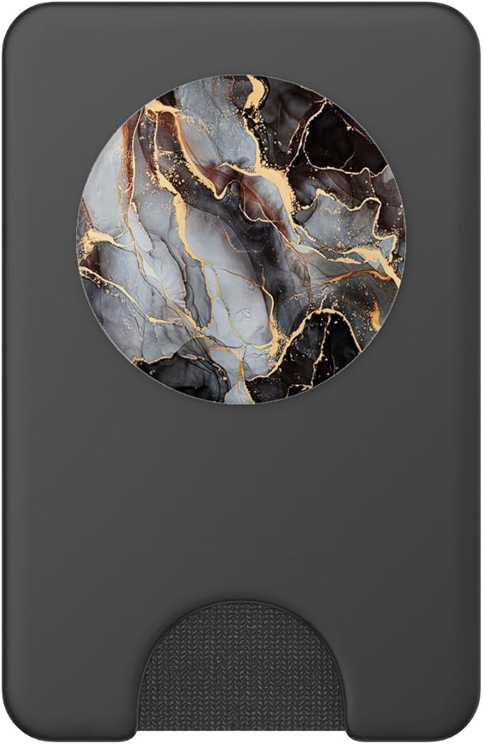 Black and White Faux Marble with Gold Accent Color PopSockets Adhesive PopGrip