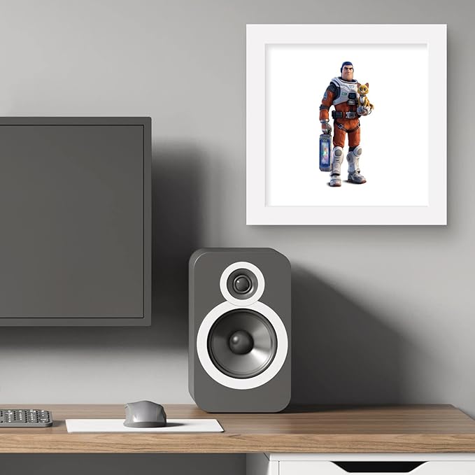 Trends International Gallery Pops Disney Pixar Lightyear - Buzz Lightyear and SOX Wall Art Wall Poster, 12" x 12", White Framed Version