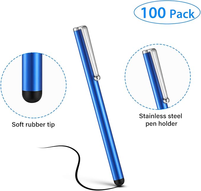 Outus 100 Pieces Stylus Pen Bulk Slim Touch Screen Stylus Universal Capacitive Digital Pen Compatible with Pad Phone Tablet Most Devices with Capacitive Touch Screen 10 Colors(Multicolor)