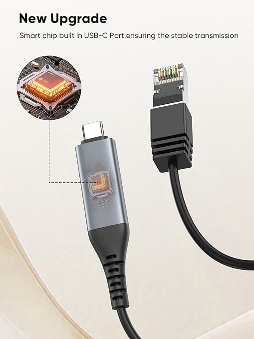 CableCreation USB to Ethernet Cable 10FT USB to RJ45 Internet LAN Cable | 1000Mbps High Speed Gigabit Directly Connected Compatible with Laptop Desktop PC Switch and More