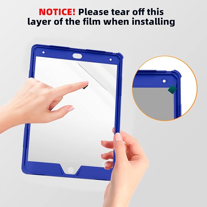Case for iPad 9th/8th/7th Generation-Built-in Screen Protectorwith Pencil Holder&amp360°Rotating Hand StrapShoulder StrapCase for iPad 10.2 inch 2021-2019(Black)