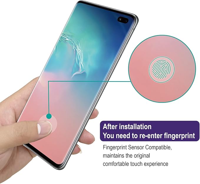 AACL Glass Screen Protector for Samsung Galaxy S10 Plus6.4-Inch2 PackCurved Tempered GlassCompatible with Ultrasonic Fingerprint ScannerBlack