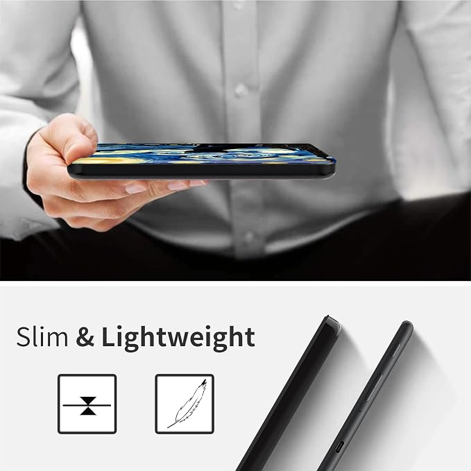Case for 7 All-New Kindle Paperwhite (12th Generation 2024) and Kindle Colorsoft Signature Edition CoverSlim PU Leather Smart Cases with Auto Wake/Sleep-Black Cat Night Sky
