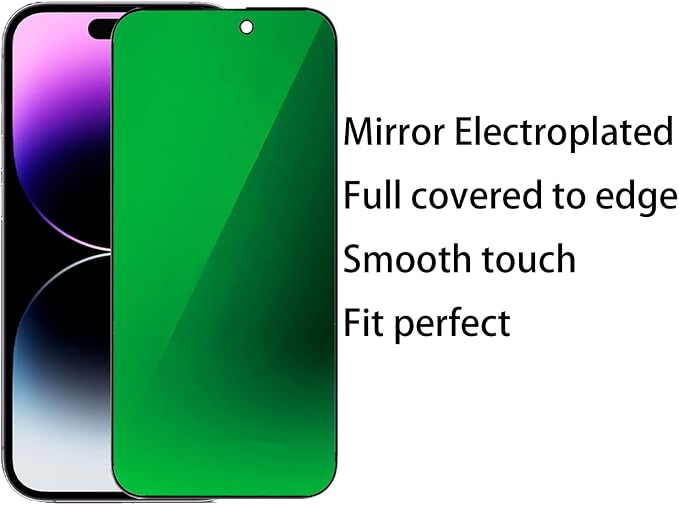 2 Pack Anti-Blue Privacy Tempered Glass Suit for iPhone 11 / iPhone XR Mirror Anti-Spy Screen Protector Anti-Peeping Film Electroplated 9H Hardness Anti-scratch 6.1 inch(Green)