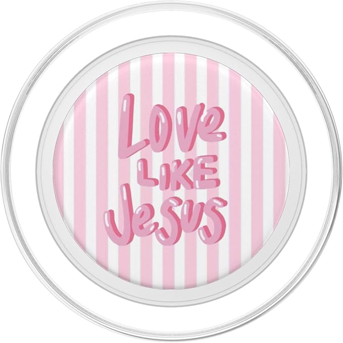 Light Pink White Stripes Christian Bible Love Like Jesus PopSockets PopGrip for MagSafe