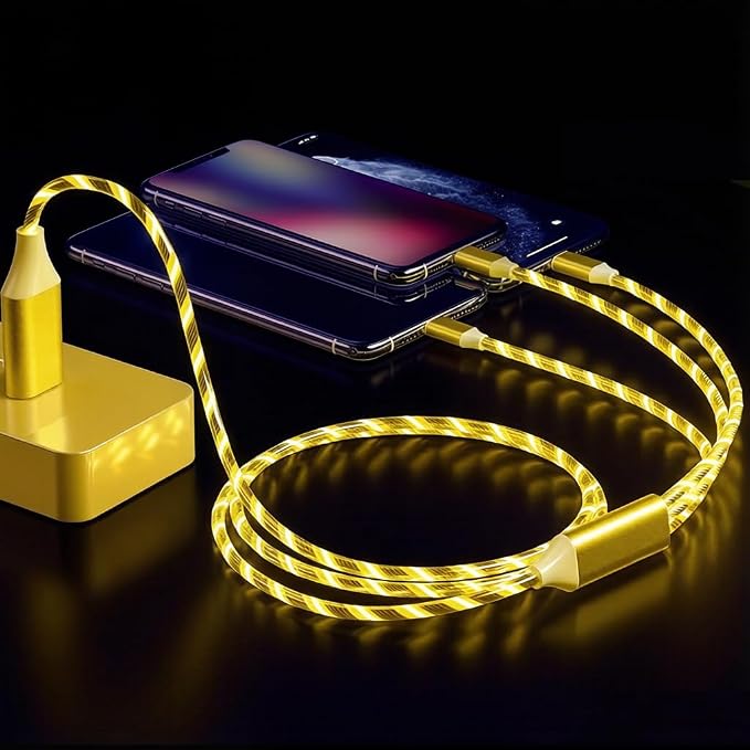 IHAO Multi Ports Charger Cable 3 Combinations in One Cable USB A to USB C/Micro USB PD Fast Charging Cord Lighted Up LED Flowing Compatible with Almost All Kinds of Electric Device-39Inches Blue