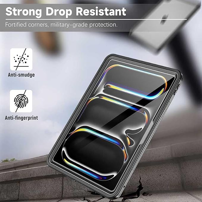 Compatible for iPad Pro 13 inch Case M4 M5 2024/2025【IP68 Waterproof】 Clear with Lanyard 【Built-in Screen Protector】 Rugged Cover Dustproof Underwater Diving Dust Shockproof Drop