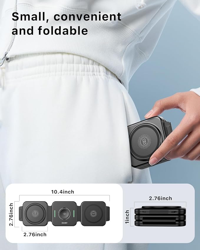 3-in-1 Foldable Magnetic Wireless Charging Station | for Apple Devices The Travel Desktop Organizer Compatible with iPhone 17-12 Seriesfor iWatch for AirPods Space-Saving Design