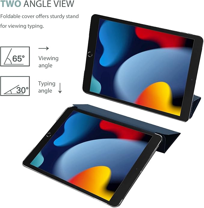 ProCase iPad 10.2 Case 2021 9th Gen/ 2020 8th Gen/ 2019 7th Gen Case with Tempered Glass Screen Protector Slim Stand Hard Shell Protective Smart Cover for 10.2” iPad 9th/8th/7th Generation -Black