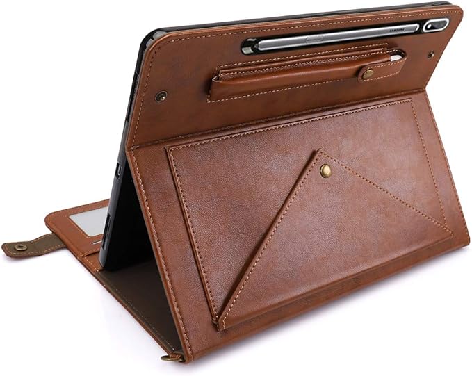 Handbag Case for Samsung Galaxy Tab S10 FE/S9 FE 10.9/S9/S8/S7 11 Techcircle Folio Stand Crossbody Wallet Protective Cover with S Pen Holder &amp Card Slots Hand Strap &amp Shoulder Strap Black