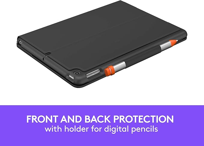 Logitech iPad (7th, 8th and 9th Generation) Keyboard Case | Slim Folio with Integrated Wireless Keyboard (Graphite), 7.3" x 10.1" x 0.9"