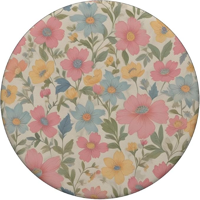 Colorful Floral Pattern Pink Blue And Yellow Flower PopSockets PopGrip for MagSafe