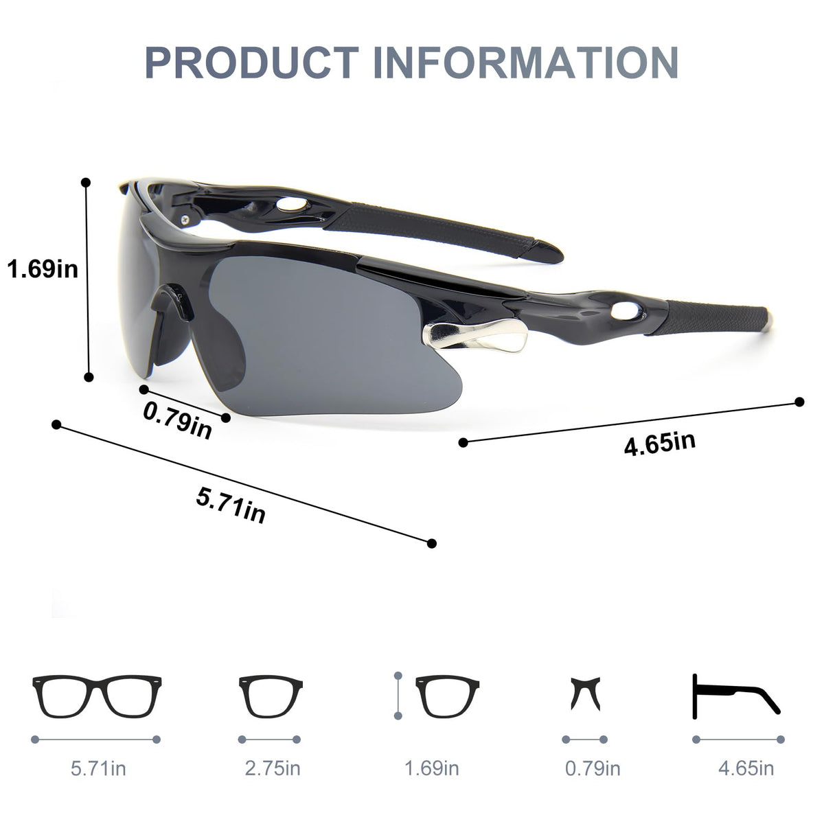 ZOSIMP Unisex Sports Sunglasses UV400 Protection Shatterproof Lenses Windproof Lightweight Frame for Running Cycling Mountain Climbing Outdoor Activities（Black）