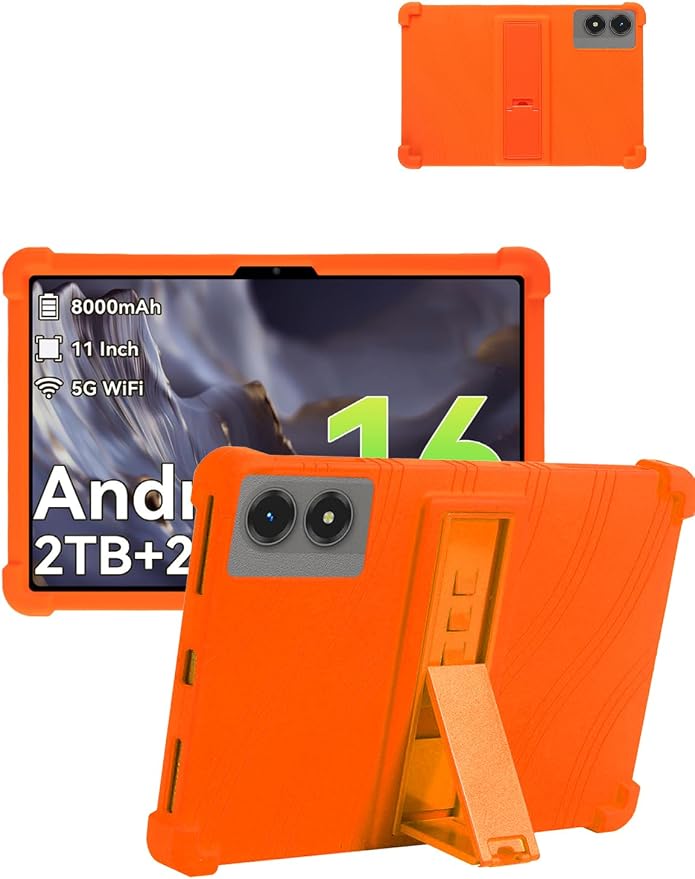 for TABWEE T50 (11 Inch) Android 16 Tablet Protective case ZBAGUG Shockproof Lightweight Silicone Protective Cover with Stand Child-Friendly Protection Easy to Clean Design Black.