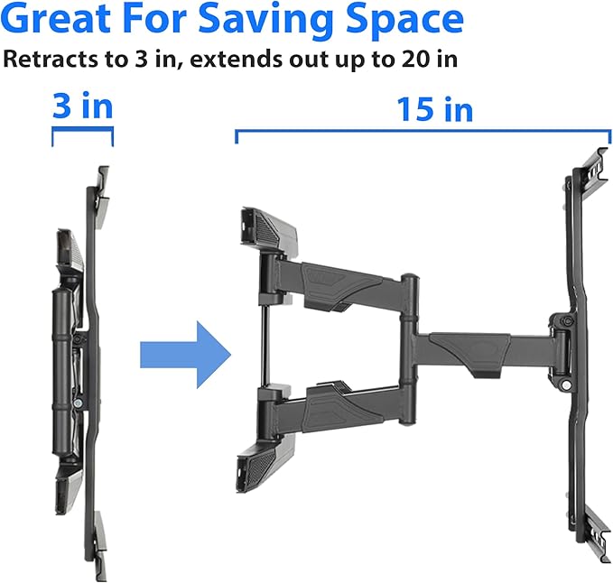 Mount Factory Heavy-Duty Full Motion TV Wall Mount - Articulating Swivel Bracket Fits Flat Screen Televisions from 42" to 70" (VESA 400 x 600 Compatible) - Tilt Swing Out Arm with 10' HDMI Cable