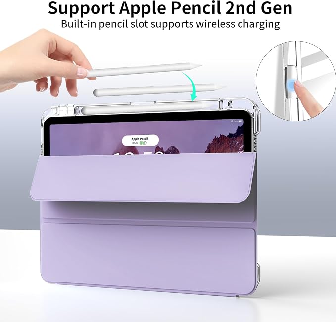 Case for iPad Air 13 Inch Case M4/M3/M2 (2026/2025/2024) Pro 12.9 Inch (6th/5th Gen 2022/2021) 2 in 1 Detachable Cover with Clear Hard Back Supports Touch ID Auto Wake/Sleep Black