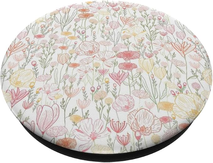 White Pastel Wildflower Floral Pattern PopSockets Adhesive PopGrip