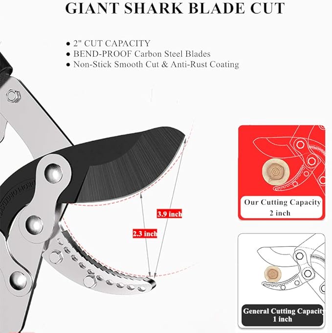 Heavy Duty Anvil Lopping Shears -2 inch Cutting Capacity Bypass Lopper - Extendable 26 Inch to 41 Inch,Professional Tree Branch Cutter