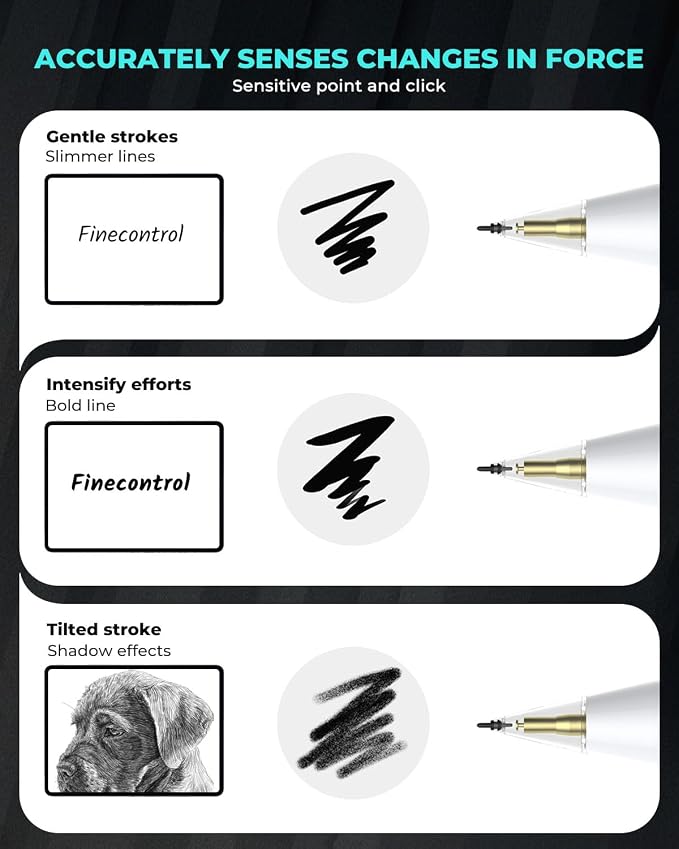 Carbon Fiber Replacement Tips for Apple Pencil Pro/2/1/USB-C 8 Pack Blue | Carbon Fiber Nibs for Bare/Glass Screens Wear-resistant Lag-free Precise Note-taking and Sketching with Storage Case