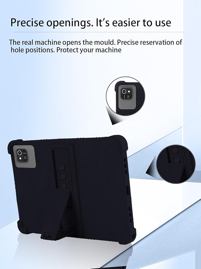 for kelankeke K10 Android 10-Inch TabletUYRUREL Skin-Friendly Soft Silicone Protective CaseFull Protection Against Drops and Scratcheswith Adjustable Viewing StandBlack.