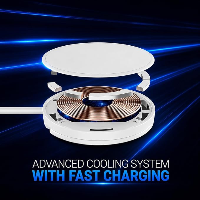 15W Magnetic Wireless Charger with Detachable USB-C Cables &amp USB-A Adapter | Fast Charging Pad with Foldable Stand Support Advanced Cooling Flat MagSafe Fast Charger for iPhone Android &amp Track