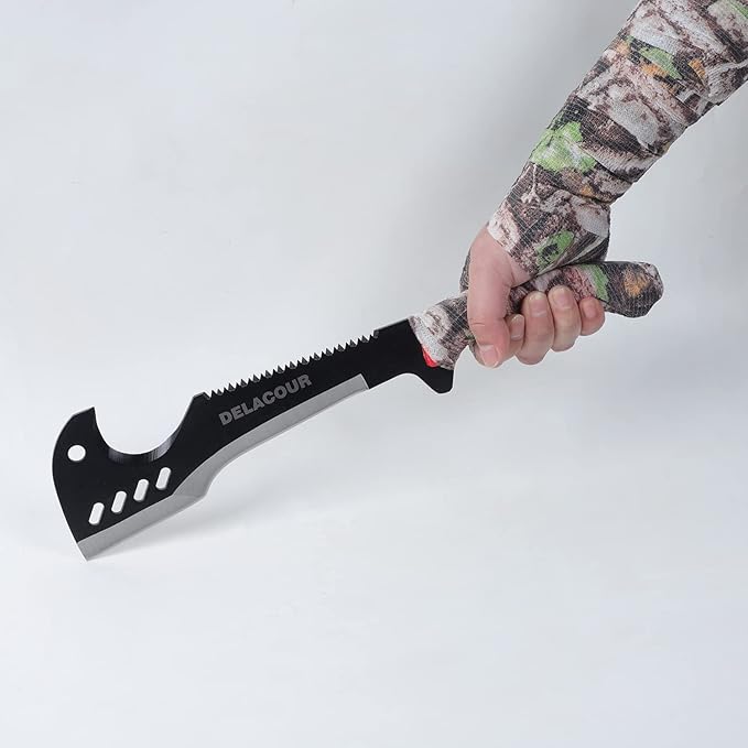 Delacour- Multi-Use Axe MacheteMachete with Nylon Sheath - Survival Machete Ideal for Camping, Fishing, Hunting, Bushcraft - Perfect Brush Axe for Surveying- Gardening Camp Outdoor